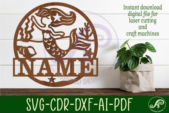 Download Mermaid Name Sign Svg Laser Cut Template - Laser cut template Collection