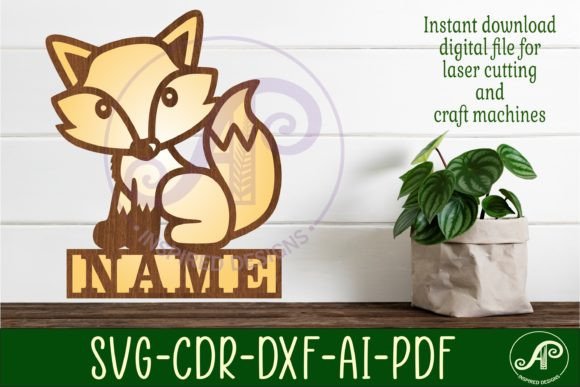 Download Fox Name Sign Svg Laser Cut Template - Laser cut template Collection