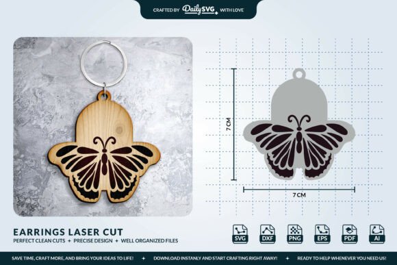 Download Butterfly Keychain Laser Cut Template - Laser cut template Collection