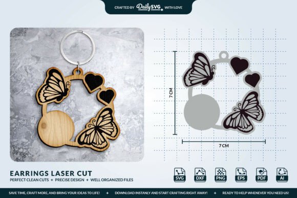 Download Butterfly Keychain Laser Cut Template - Laser cut template Collection