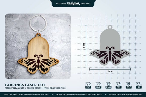 Download Butterfly Keychain Laser Cut Template - Laser cut template Collection