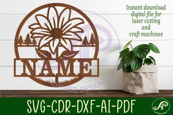 Download Flower Name Sign Svg Laser Cut Template - Laser cut template Collection