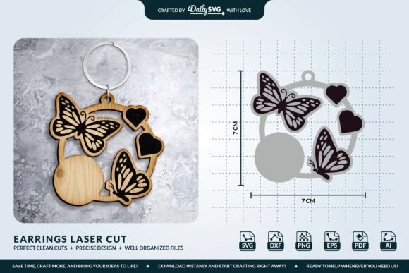 Download Butterfly Keychain Laser Cut Template - Laser cut template Collection